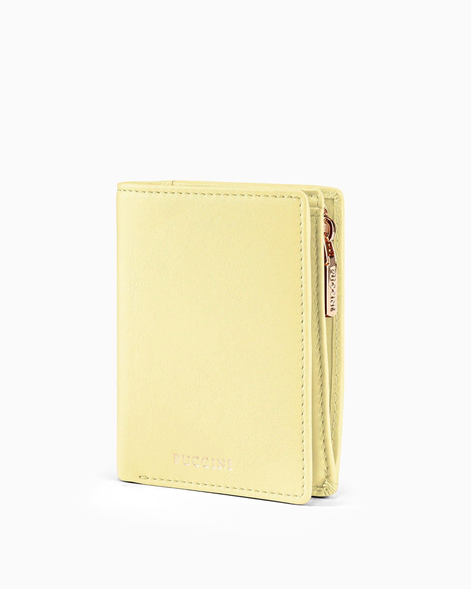 Mały damski portfel skórzany żółty