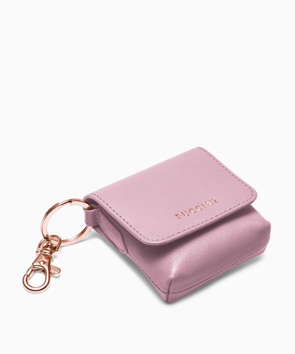 Etui na słuchawki ze skóry naturalnej różowe