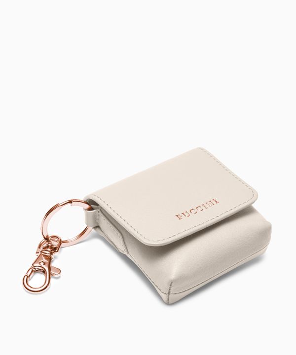 Etui na słuchawki ze skóry naturalnej beżowe