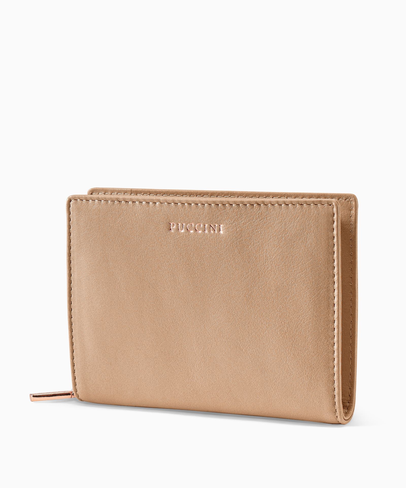 Średni damski portfel skórzany zapinany na zamek brązowy