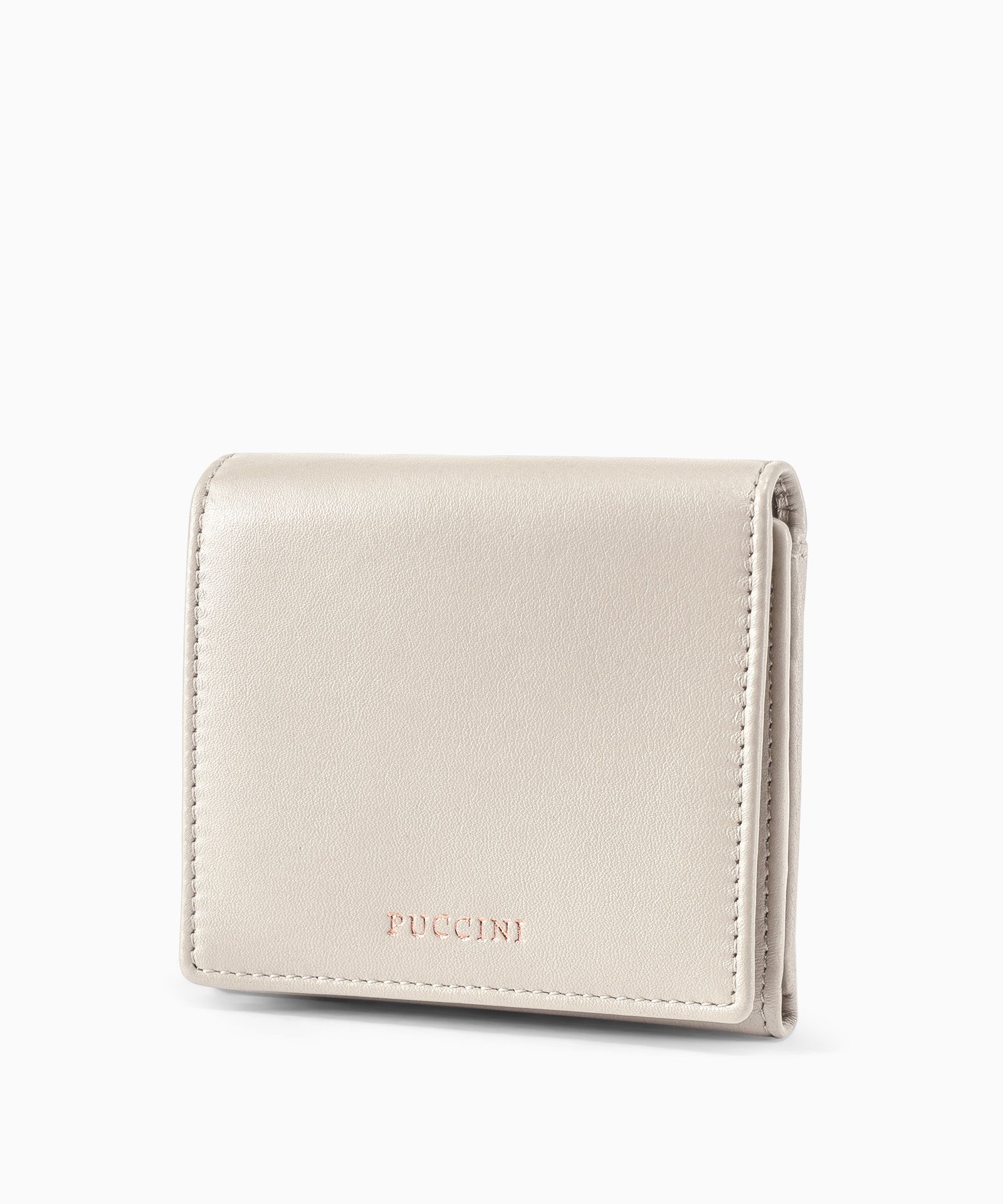 Mały damski portfel skórzany beżowy