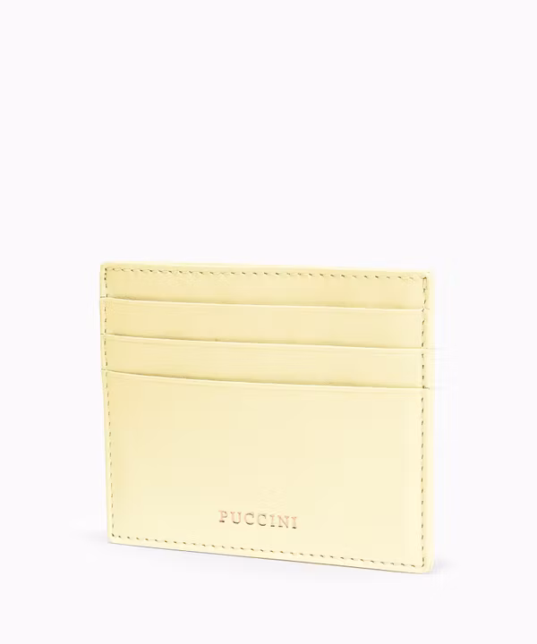 Skórzane etui na karty żółte