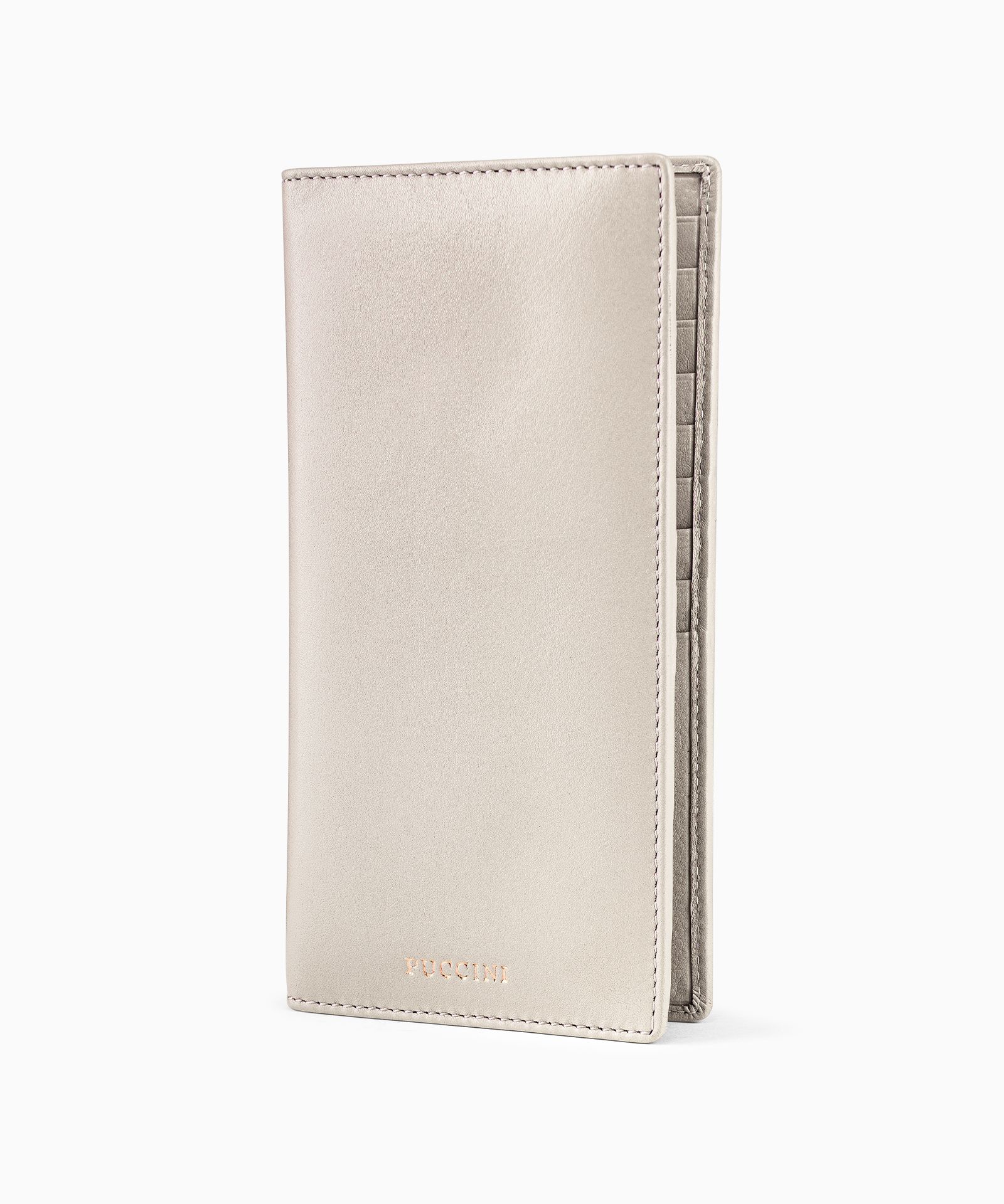 Duży damski portfel skórzany beżowy