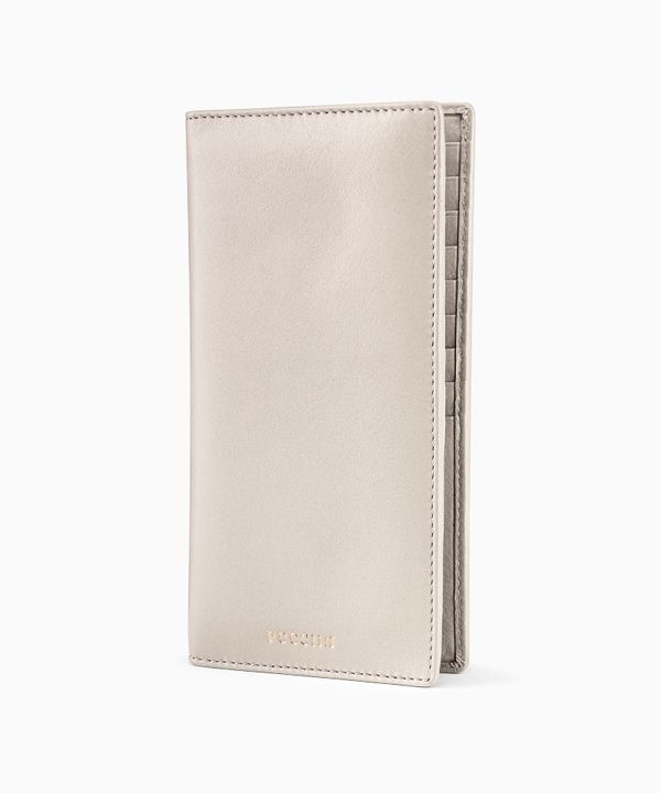 Duży damski portfel skórzany beżowy