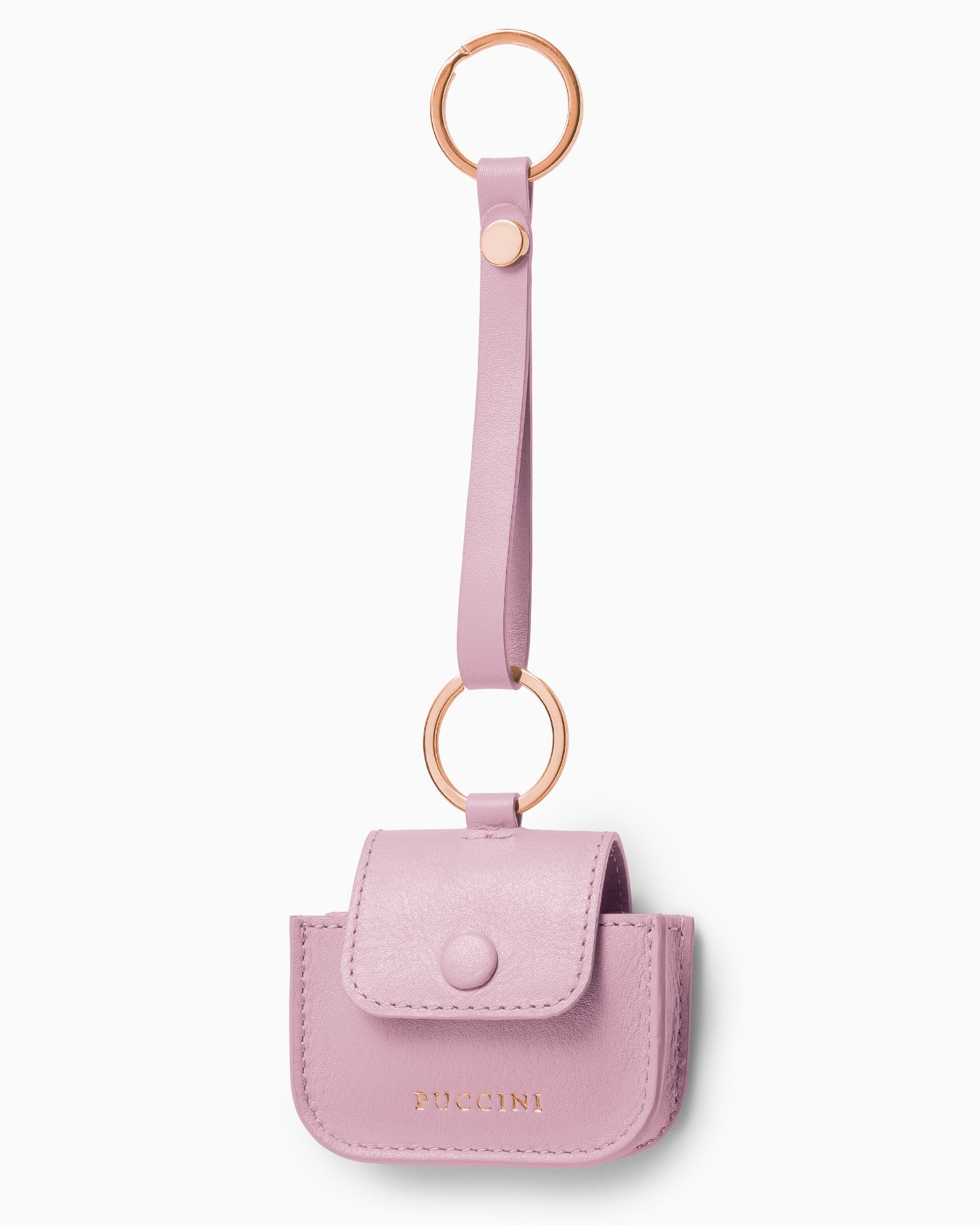 Etui na słuchawki skórzane różowe