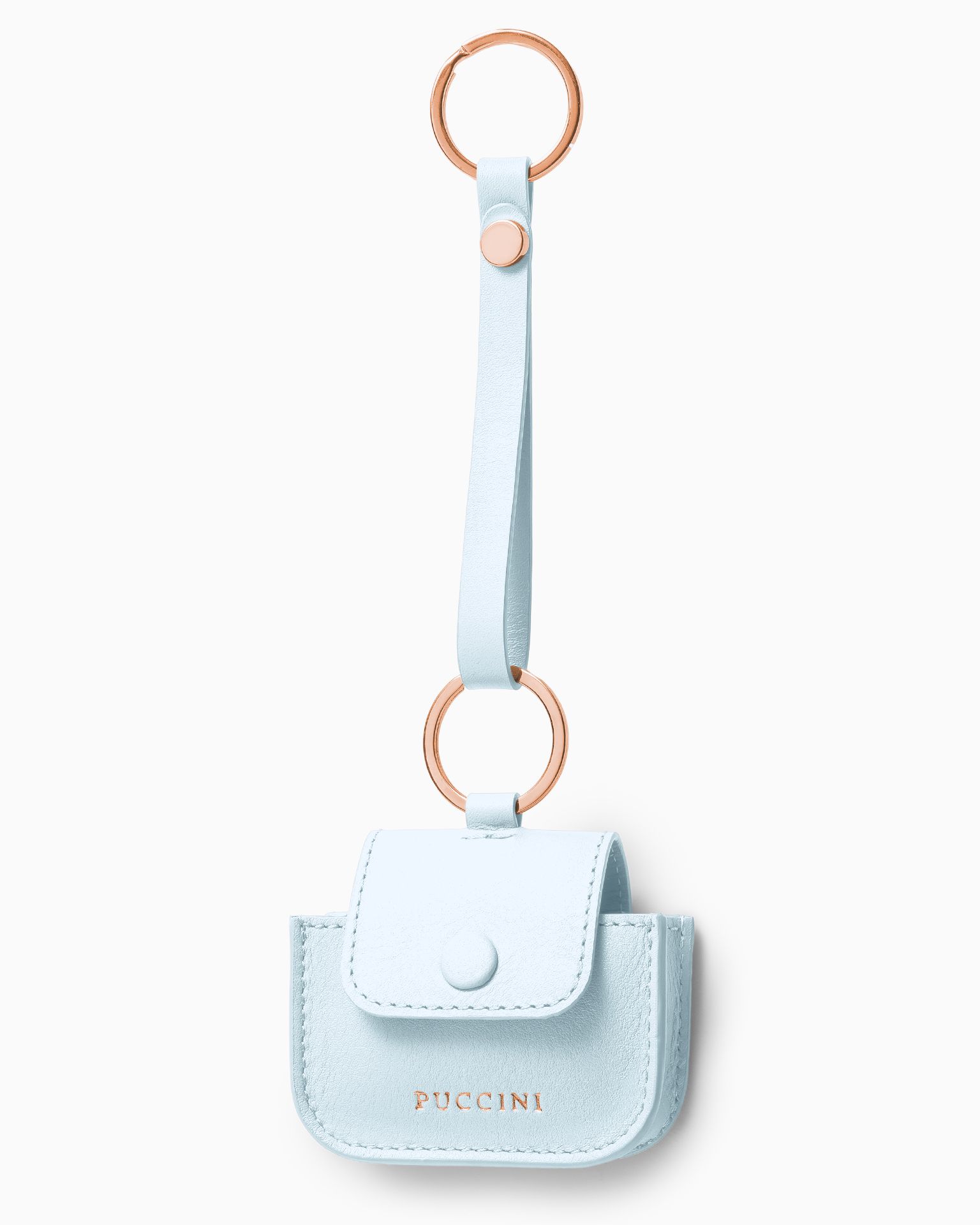 Etui na słuchawki skórzane niebieskie