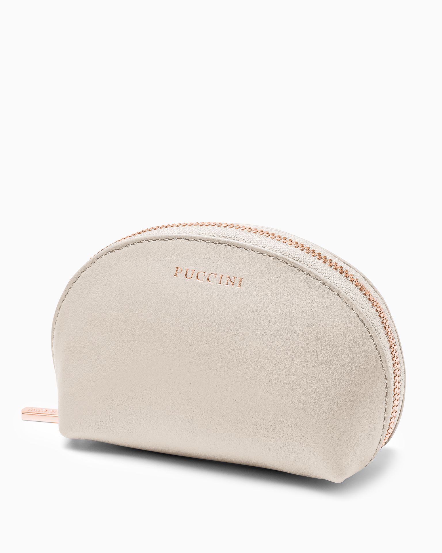 Kosmetyczka damska skórzana mała beżowa