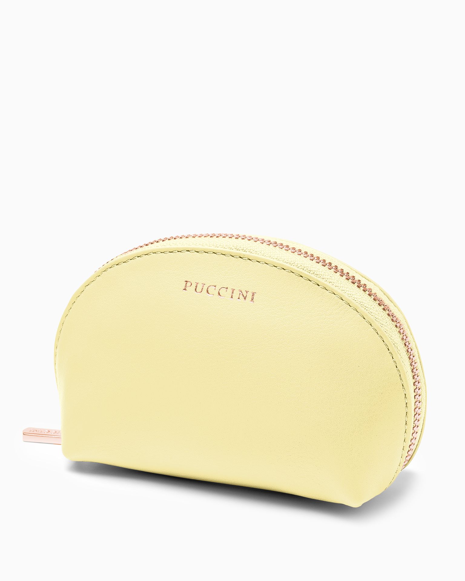 Kosmetyczka damska skórzana mała żółta