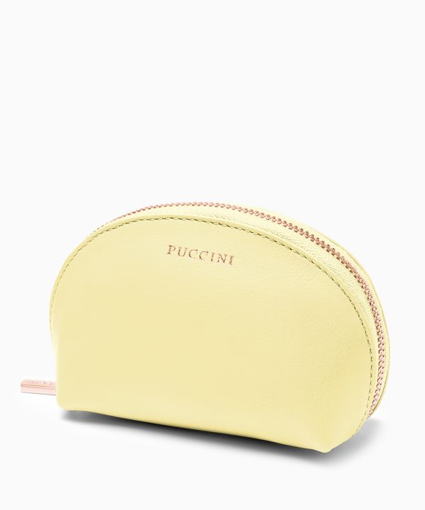 Kosmetyczka damska skórzana mała żółta
