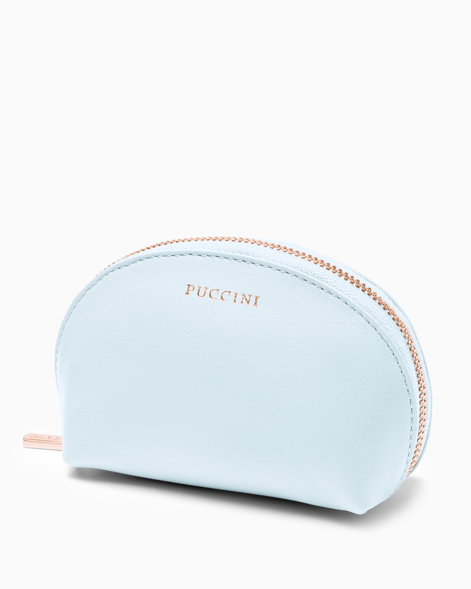 Kosmetyczka damska skórzana mała niebieska