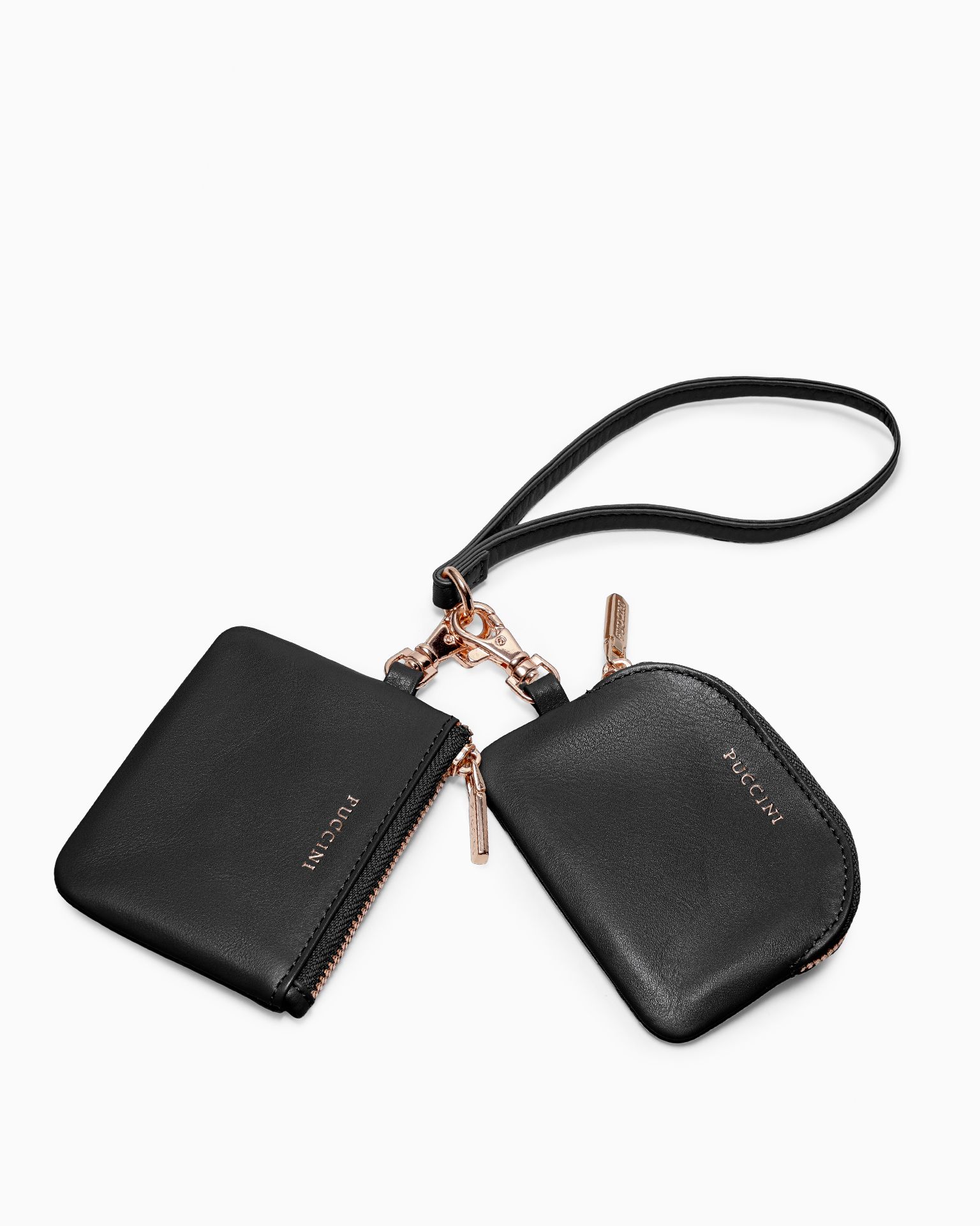 Brelok z saszetkami ze skóry naturalnej czarny