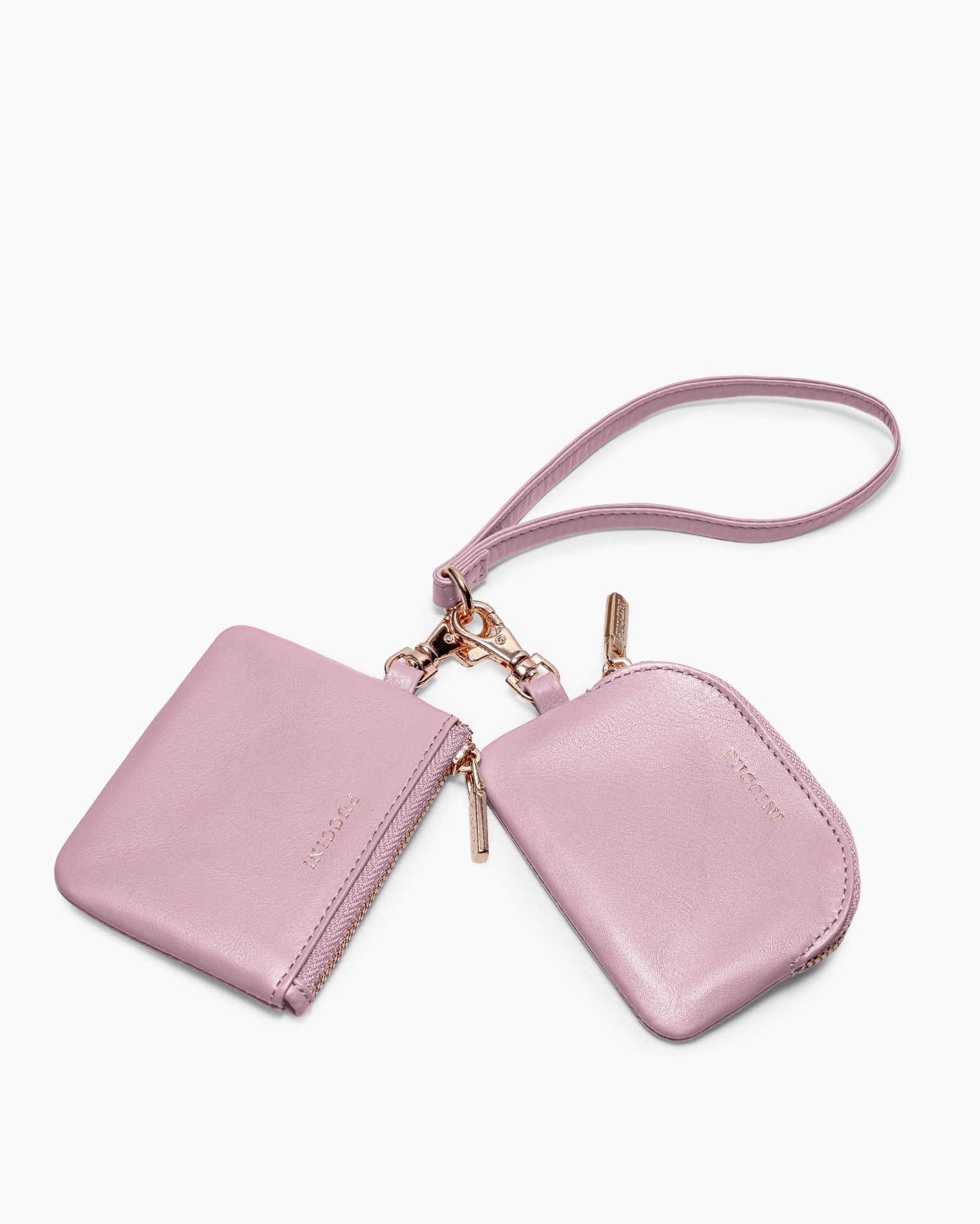 Brelok z saszetkami ze skóry naturalnej różowy