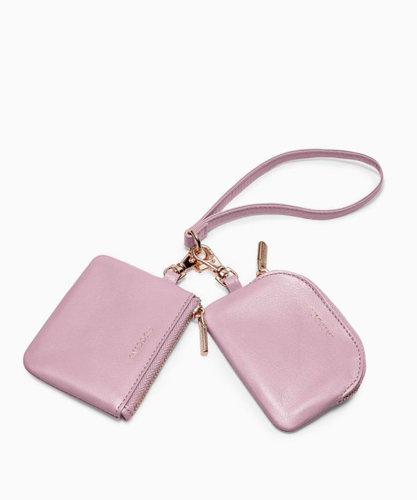 Brelok z saszetkami ze skóry naturalnej różowy