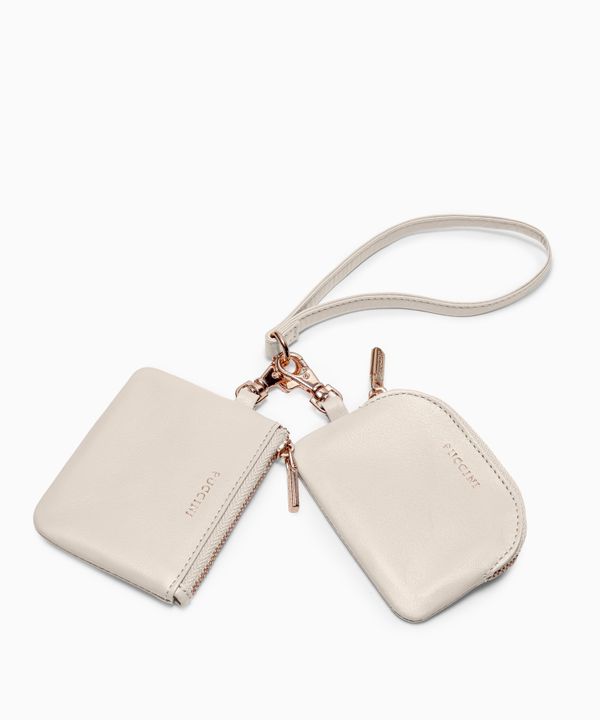 Brelok z saszetkami ze skóry naturalnej beżowy