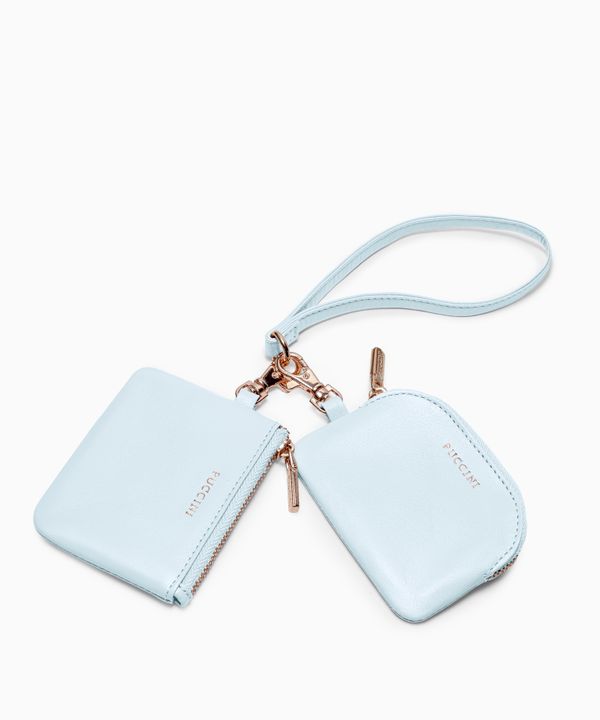 Brelok z saszetkami ze skóry naturalnej niebieski