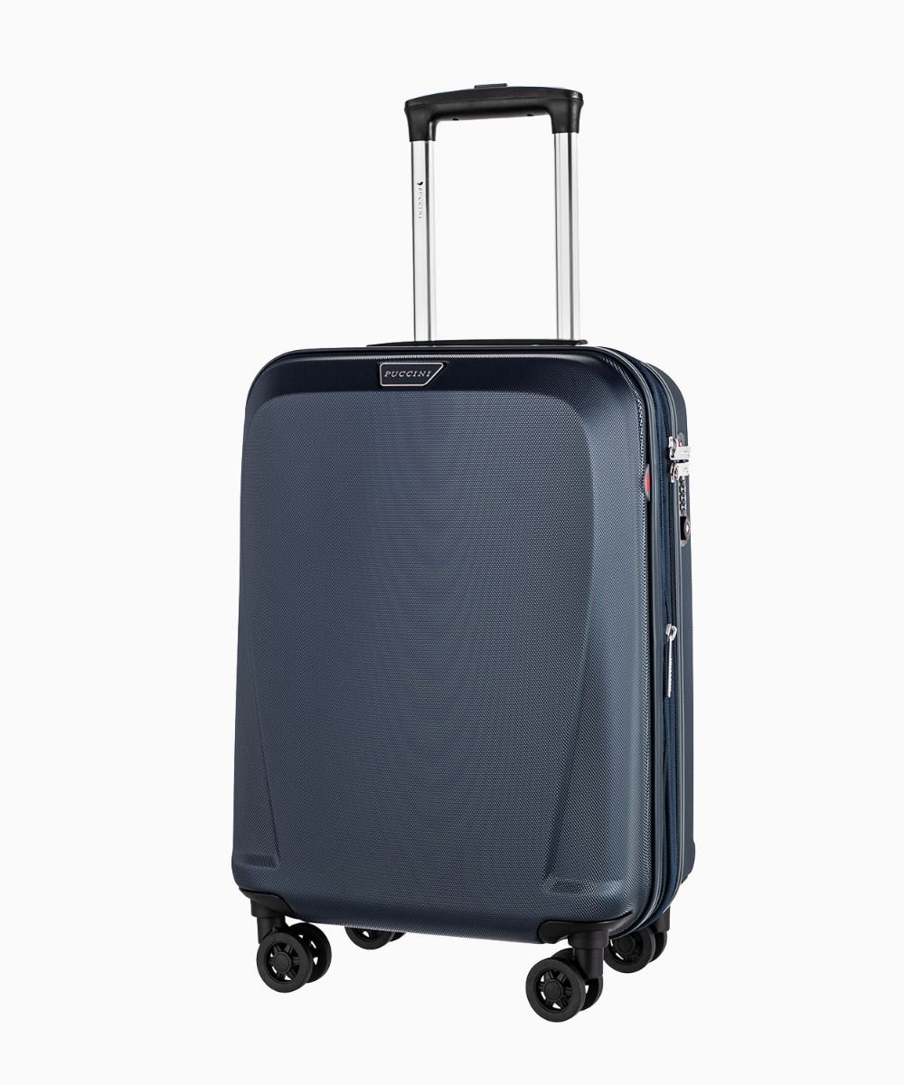 Granatowa walizka kabinowa z poszerzeniem 