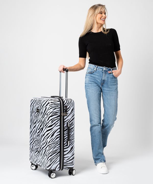 Duża walizka w zebrę