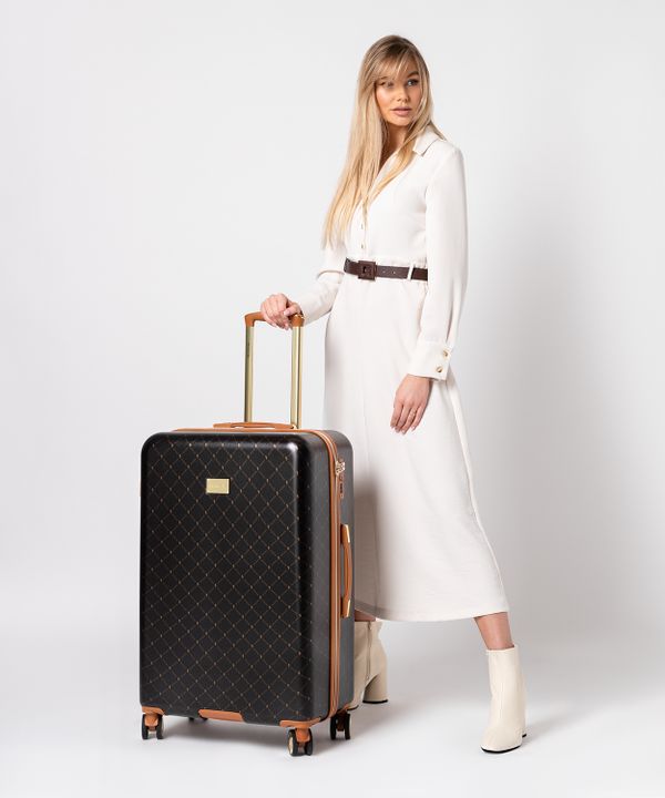 Duża brązowa walizka monogram