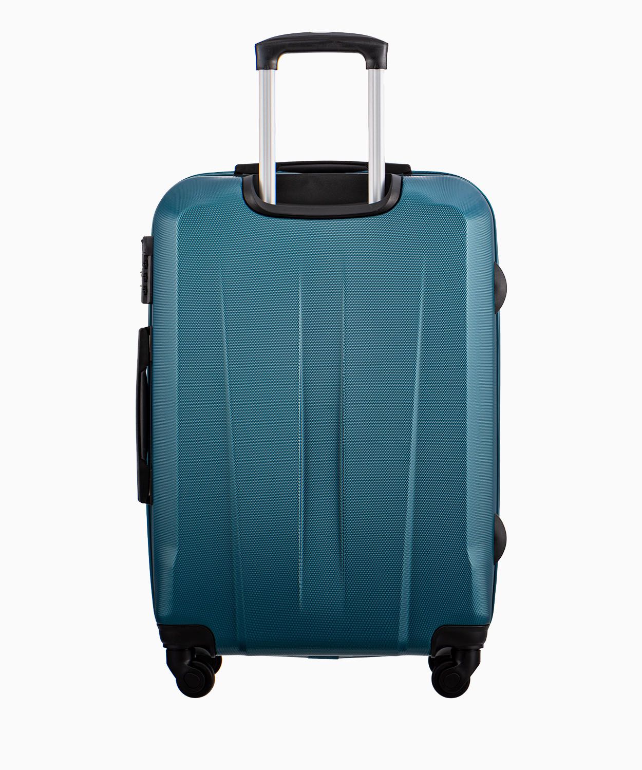 Zielona średnia walizka na czterech kołach