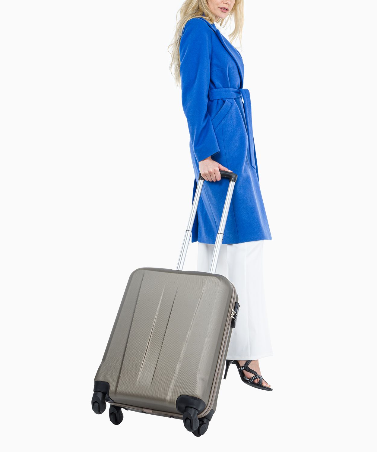 Szampańska kabinowa walizka na czterech kołach