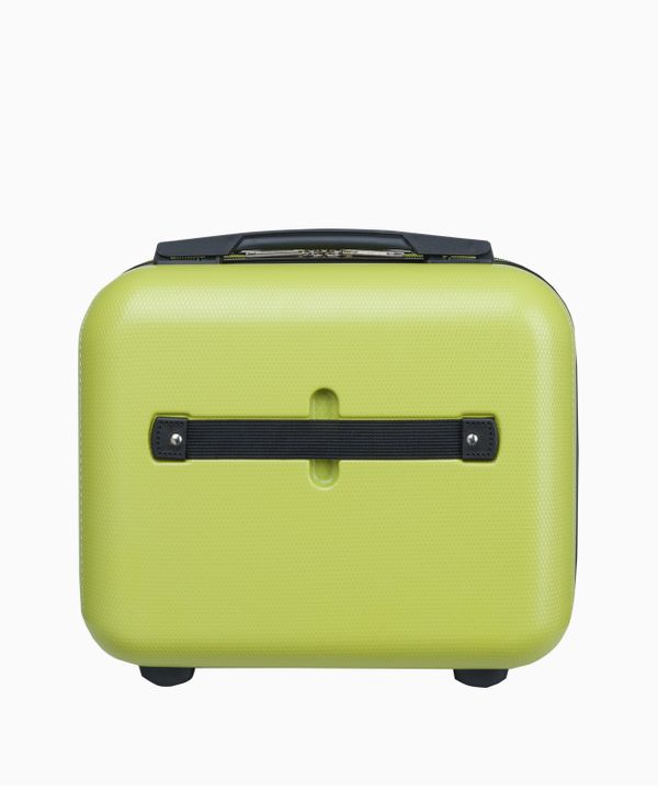 Limonkowy kuferek podróżny z dopinanym paskiem