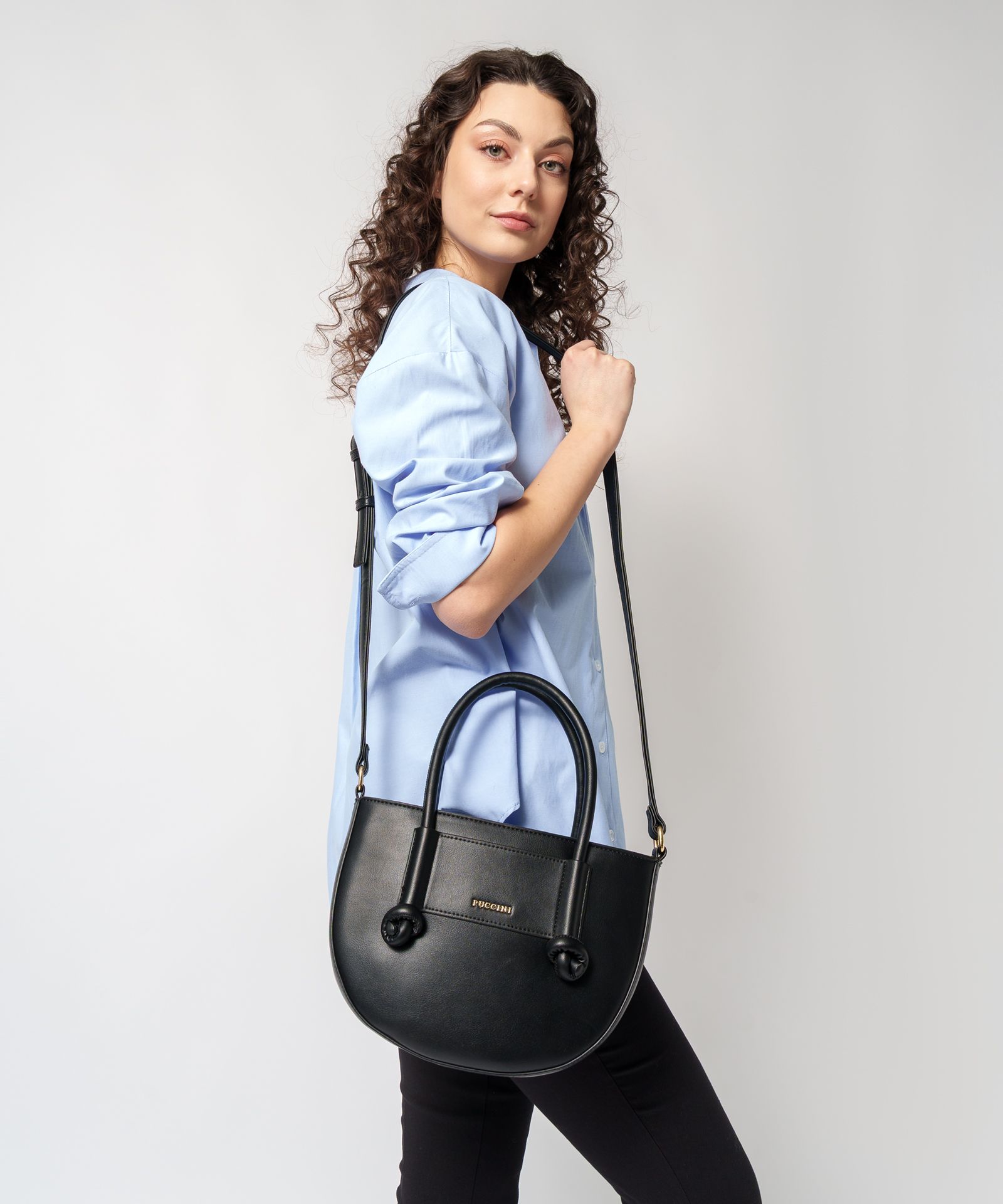 Torebka damska mała crossbody z uchwytami ze skóry ekologicznej