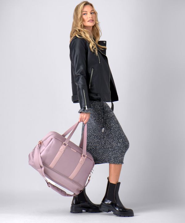 Duża Torba weekendowa z dużą kieszenią na dnie - różowa