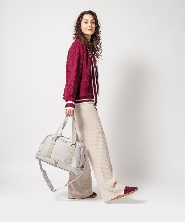 Torba weekendowa mała z dodatkową komorą na dnie - beżowa