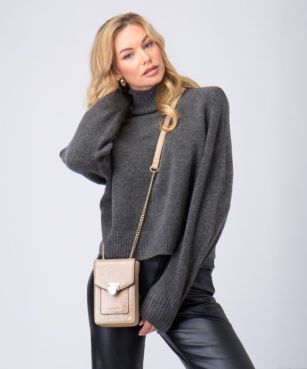 Mini torebka damska na łańcuszku beżowa