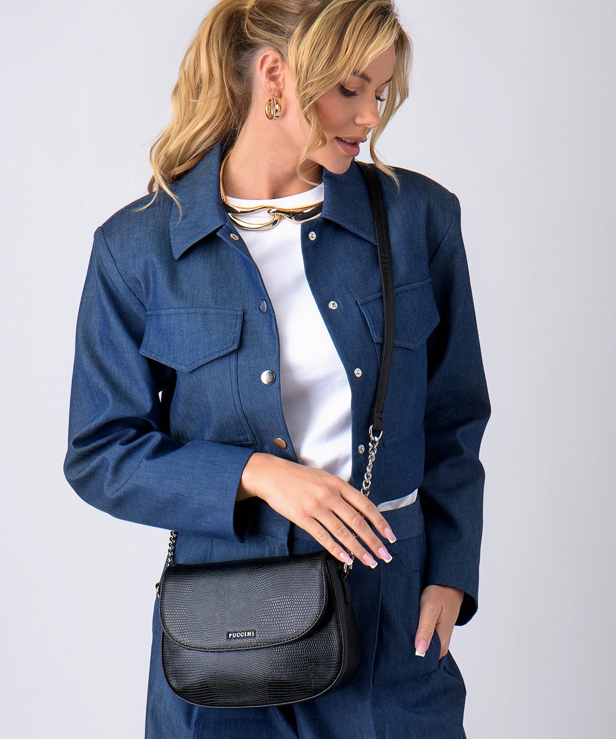 Torebka crossbody ze skóry ekologicznej w princie lizard 