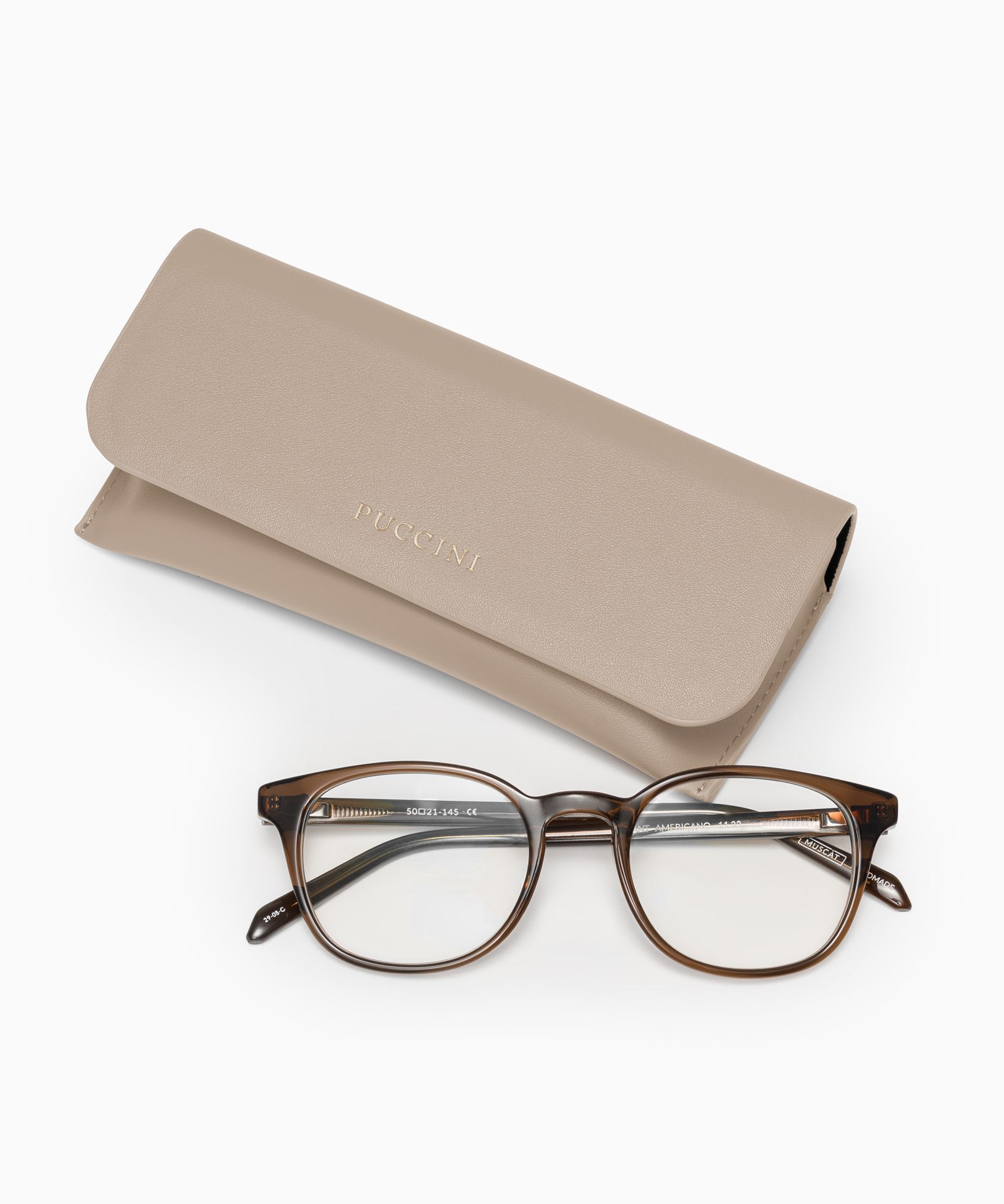Etui na okulary ze skóry ekologicznej beżowe