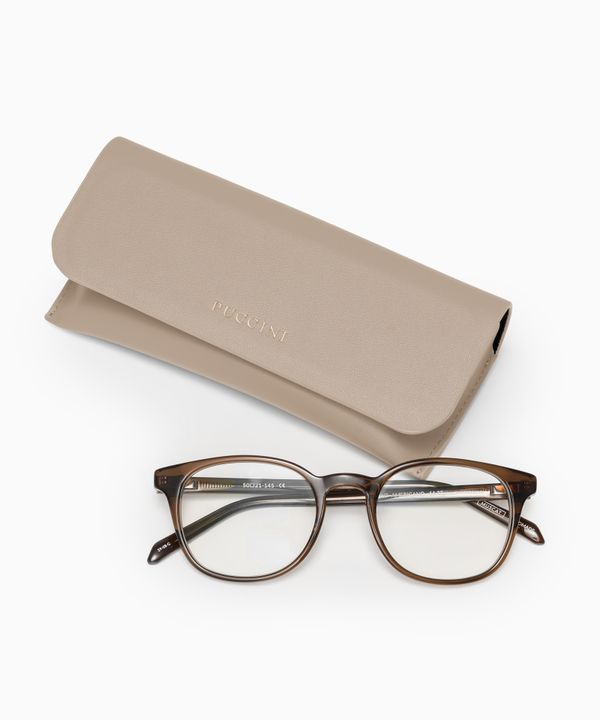 Etui na okulary ze skóry ekologicznej beżowe