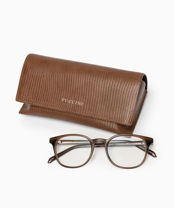 Etui na okulary brązowe