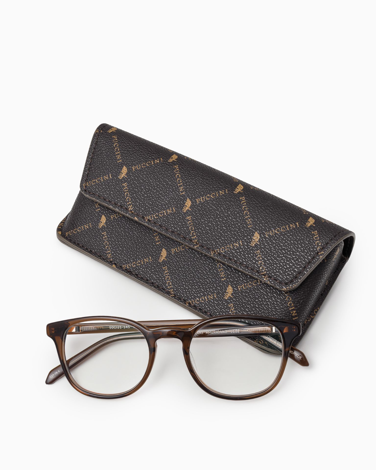 Etui na okulary monogram brązowy