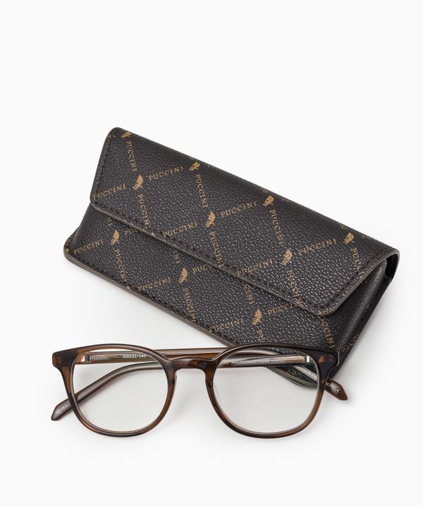 Etui na okulary monogram brązowy