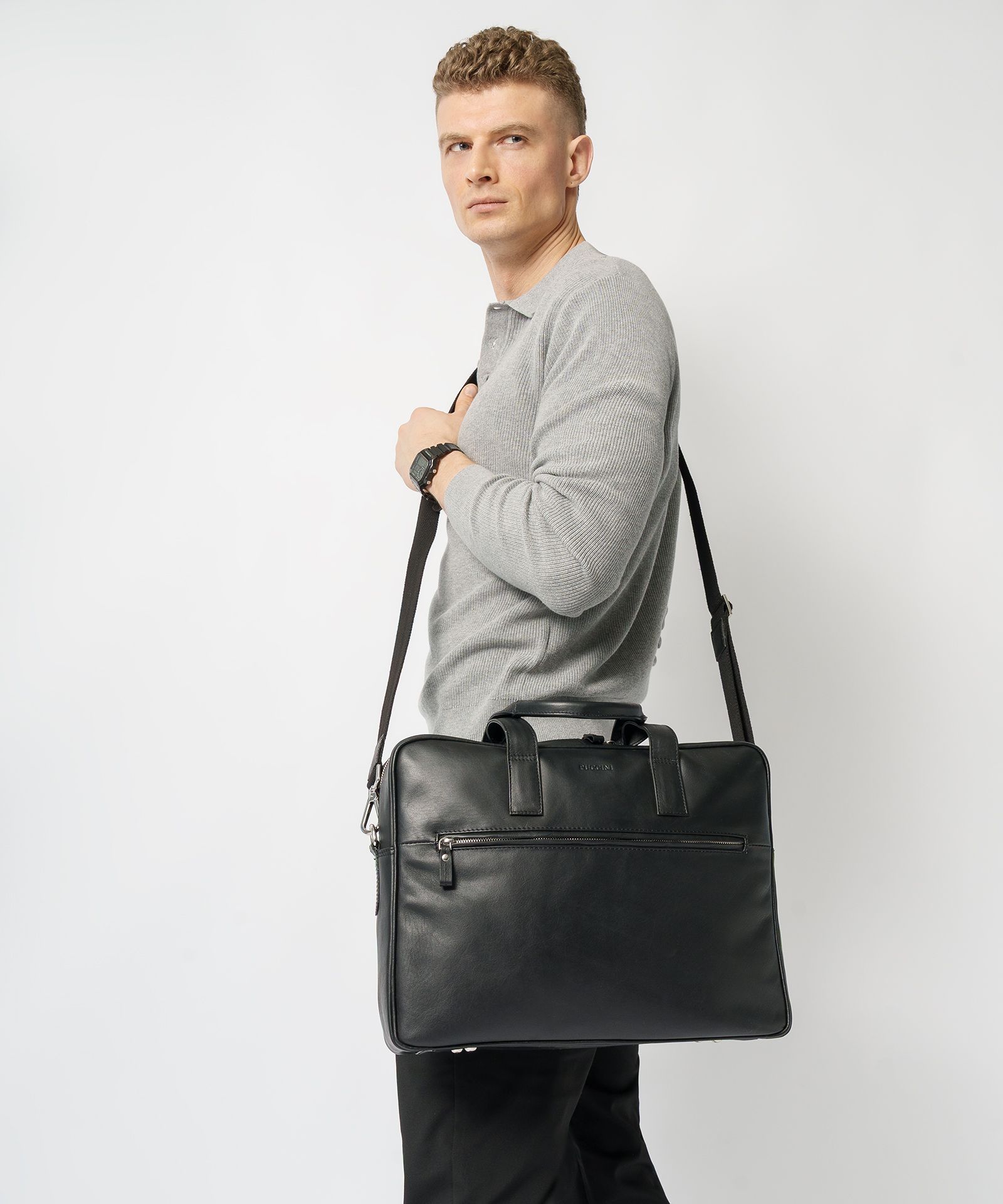 Skórzana torba na laptopa 15,6 cala jednokomorowa