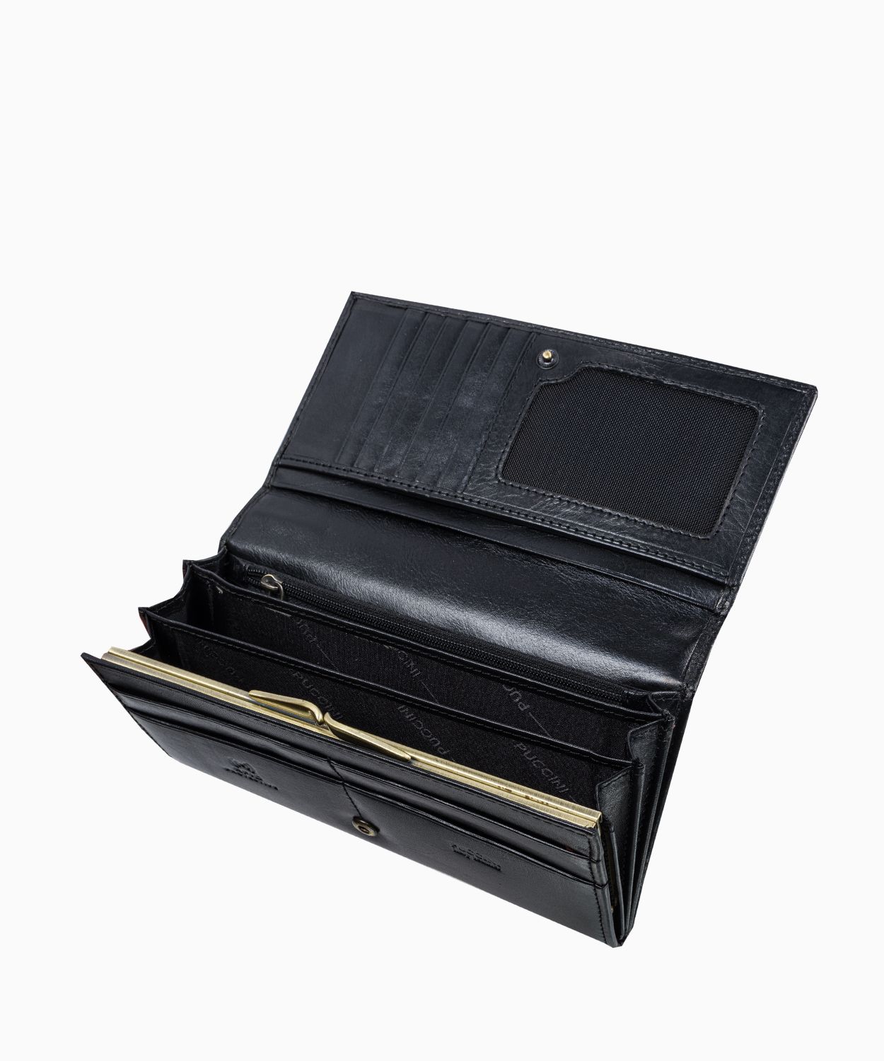 Czarny skórzany portfel damski zamykany na zatrzask