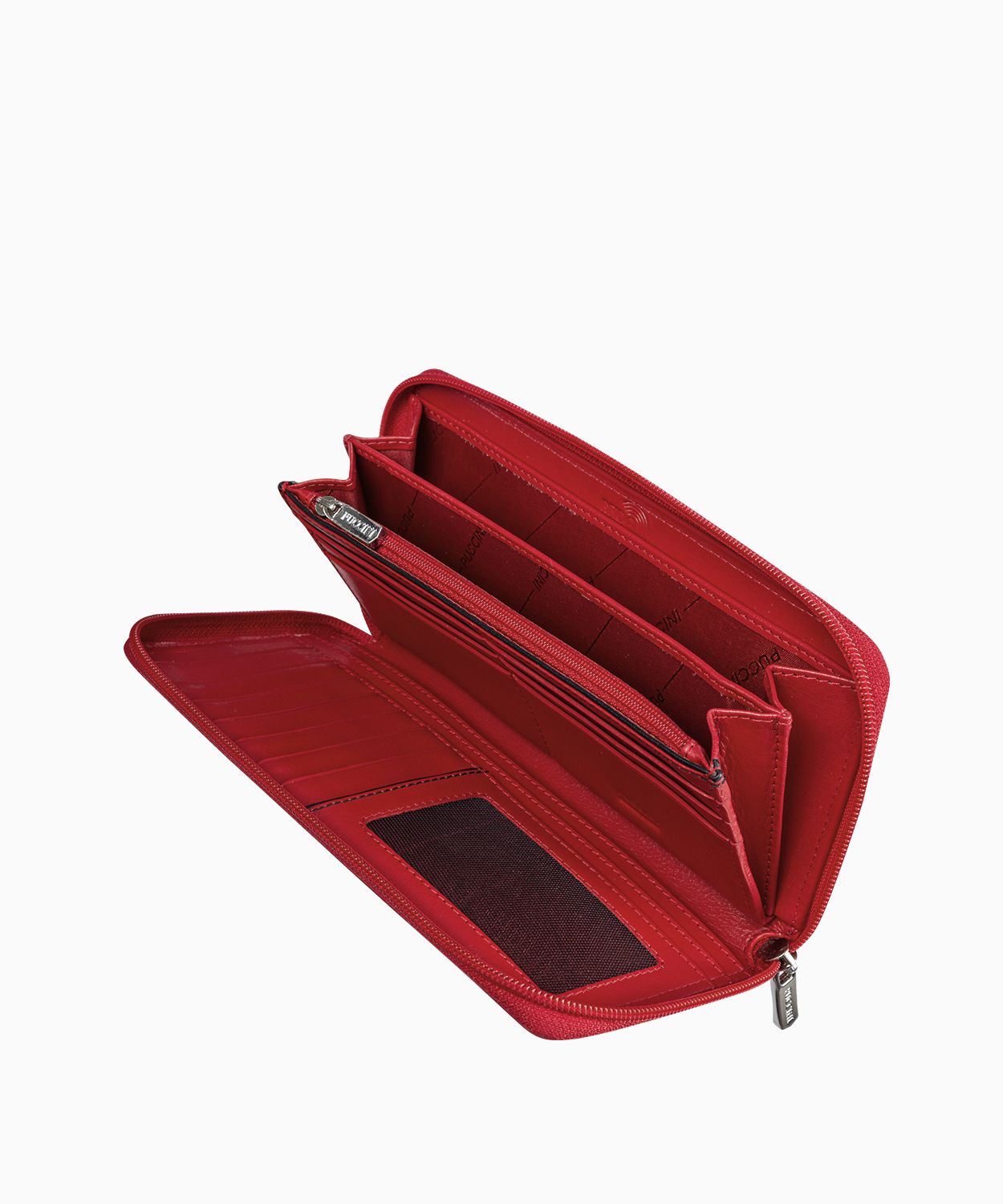 Duży czerwony skórzany portfel damski