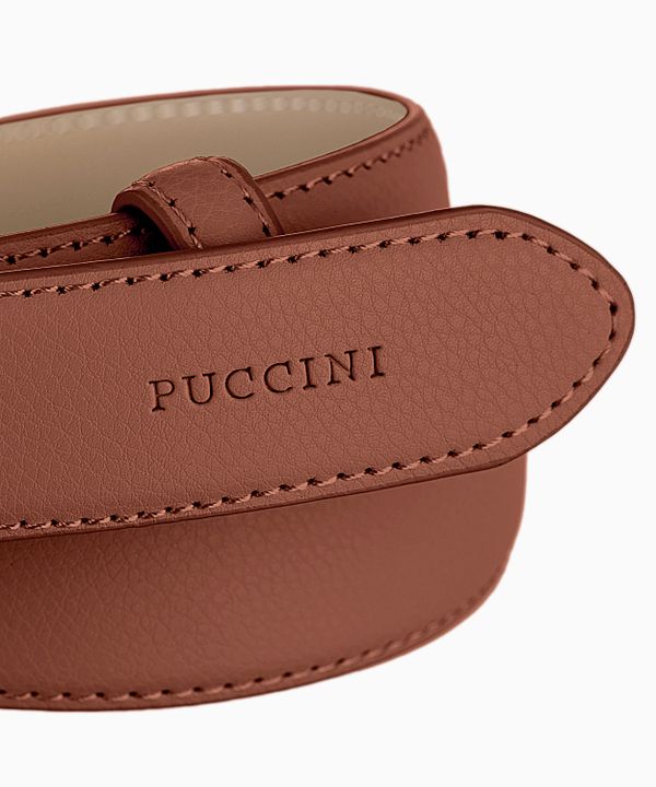 Skórzany pasek damski z ozdobną klamrą rozmiar m brązowy