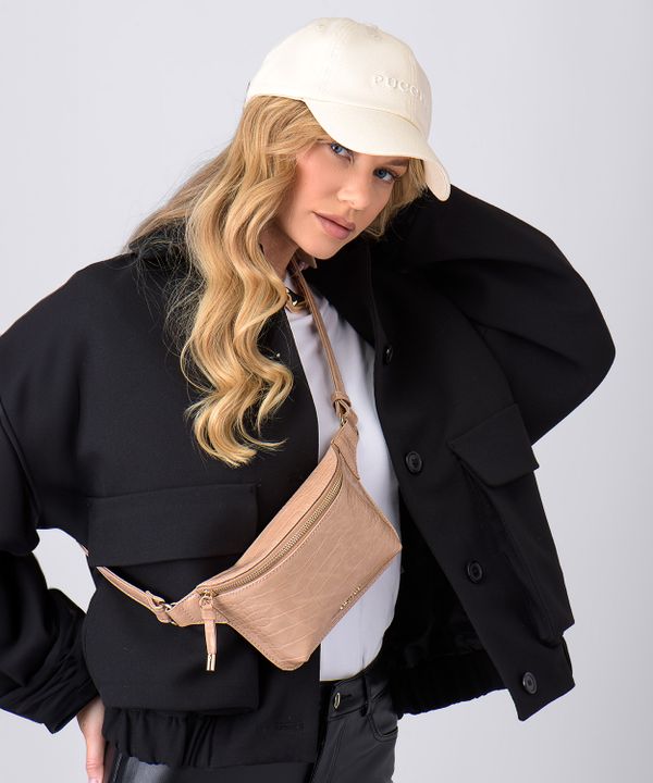 Nerka damska na pasku ze skóry ekologicznej beżowa