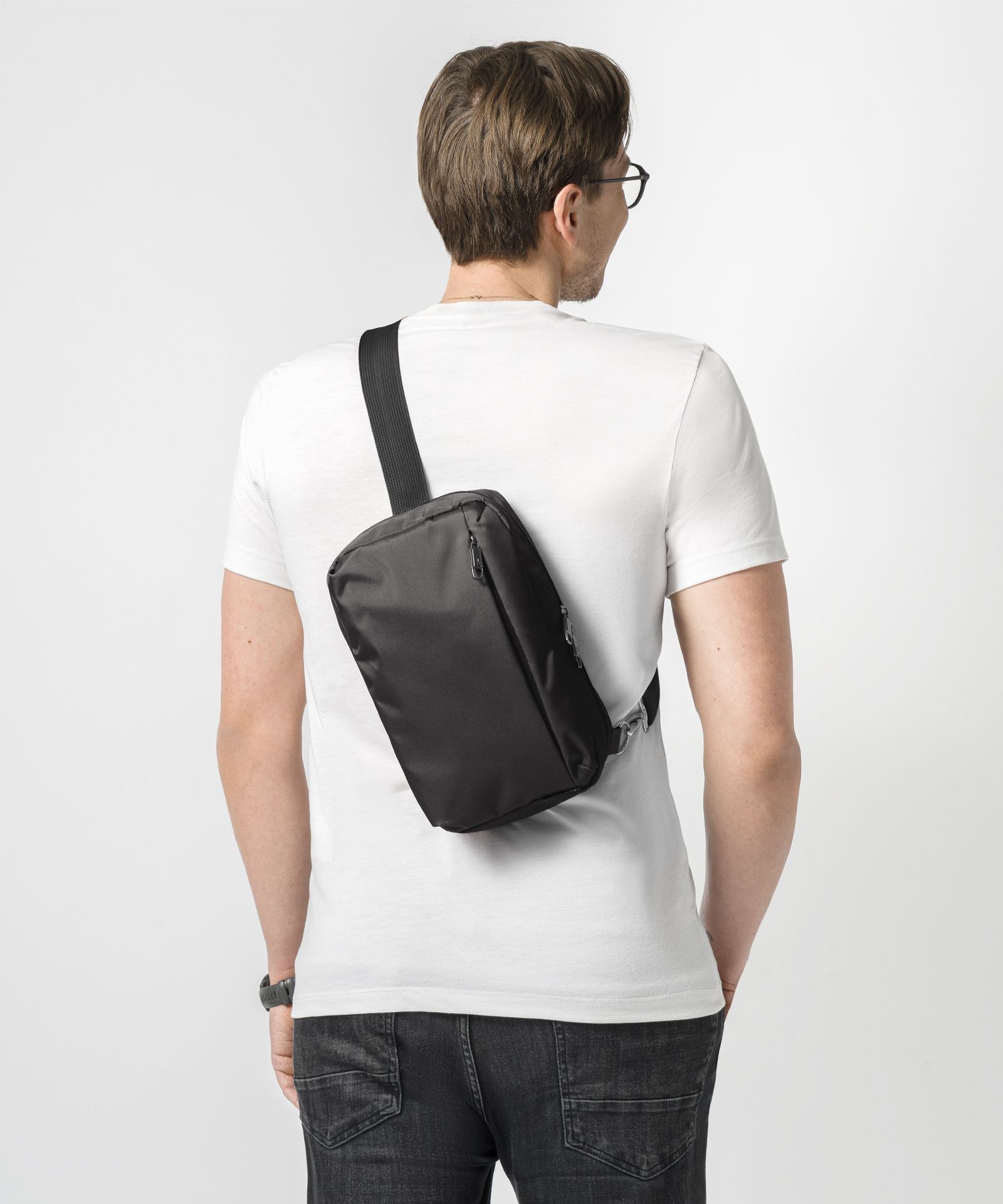 Plecak na jedno ramię sling bag czarny