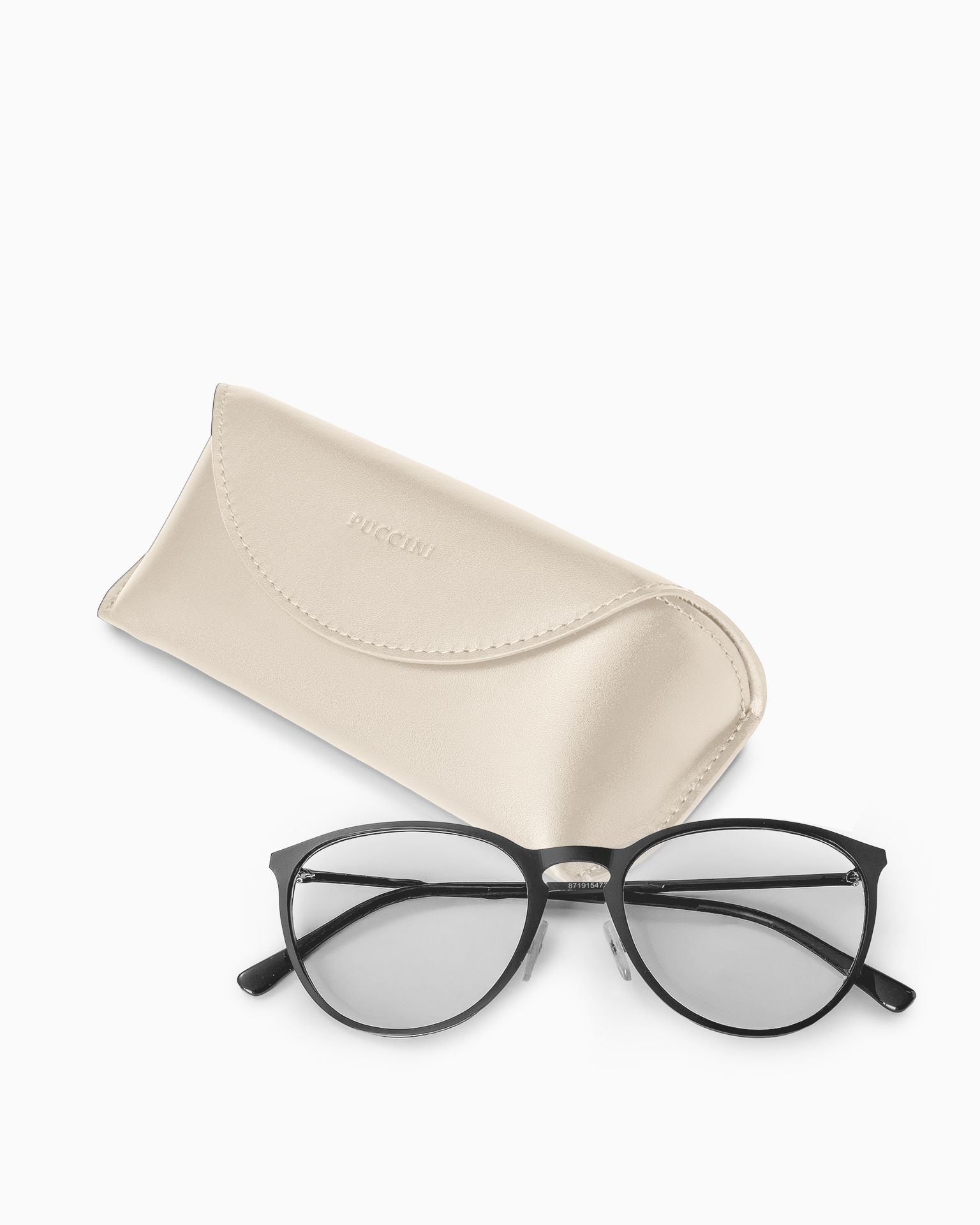 Etui na okulary skórzane beżowe