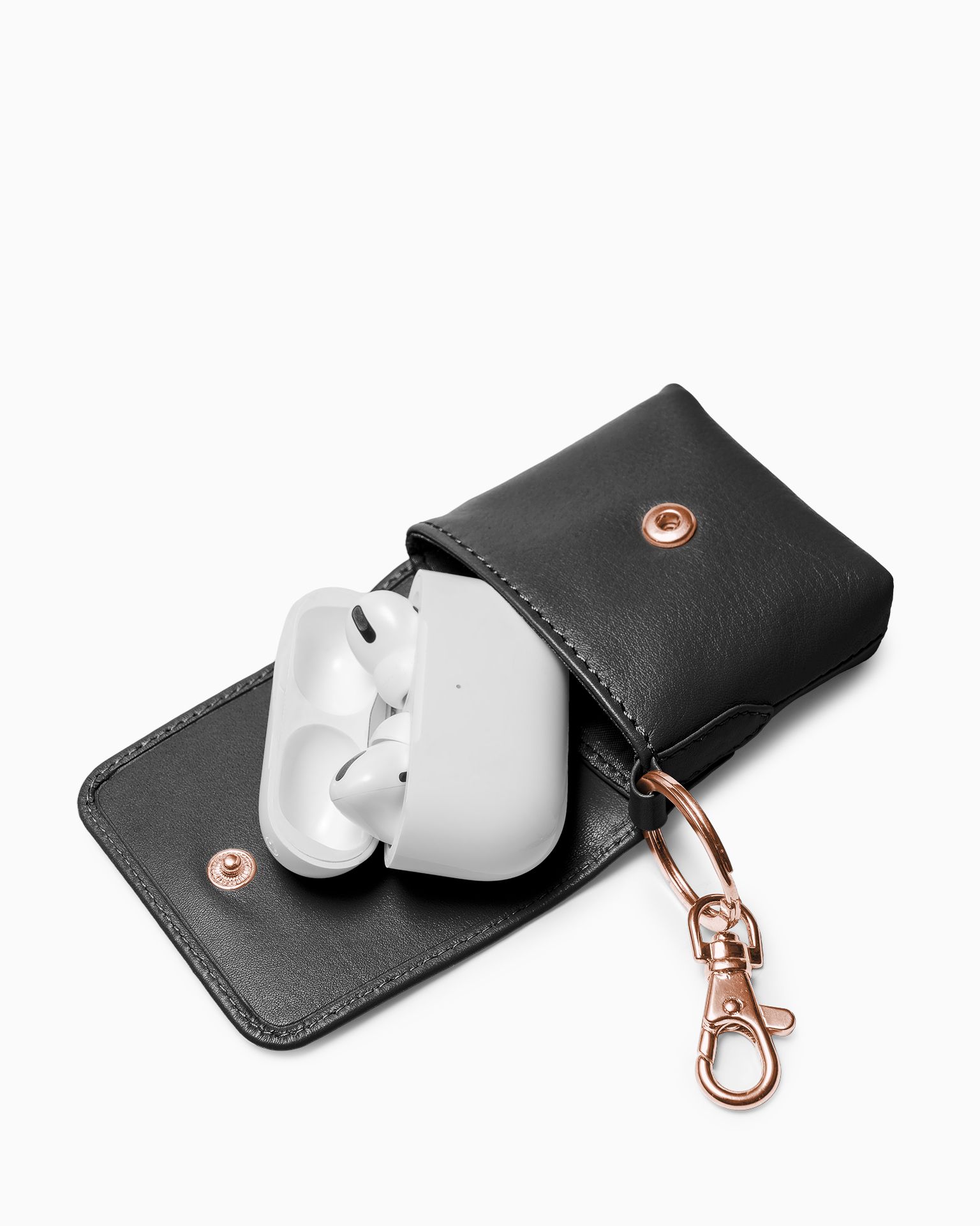 Etui na słuchawki ze skóry naturalnej czarne