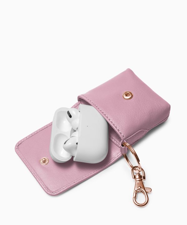 Etui na słuchawki ze skóry naturalnej różowe