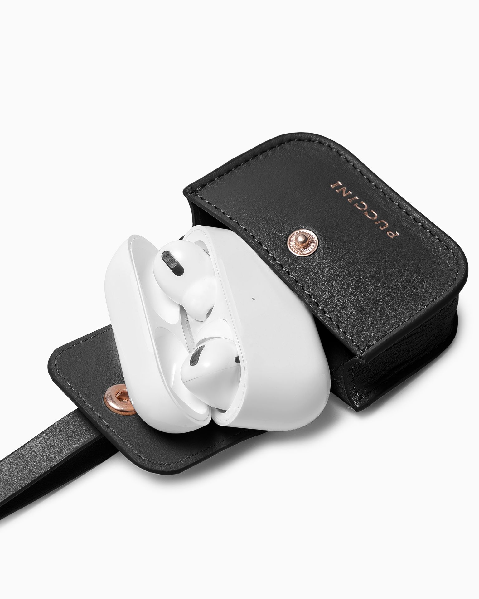 Etui na słuchawki skórzane czarne