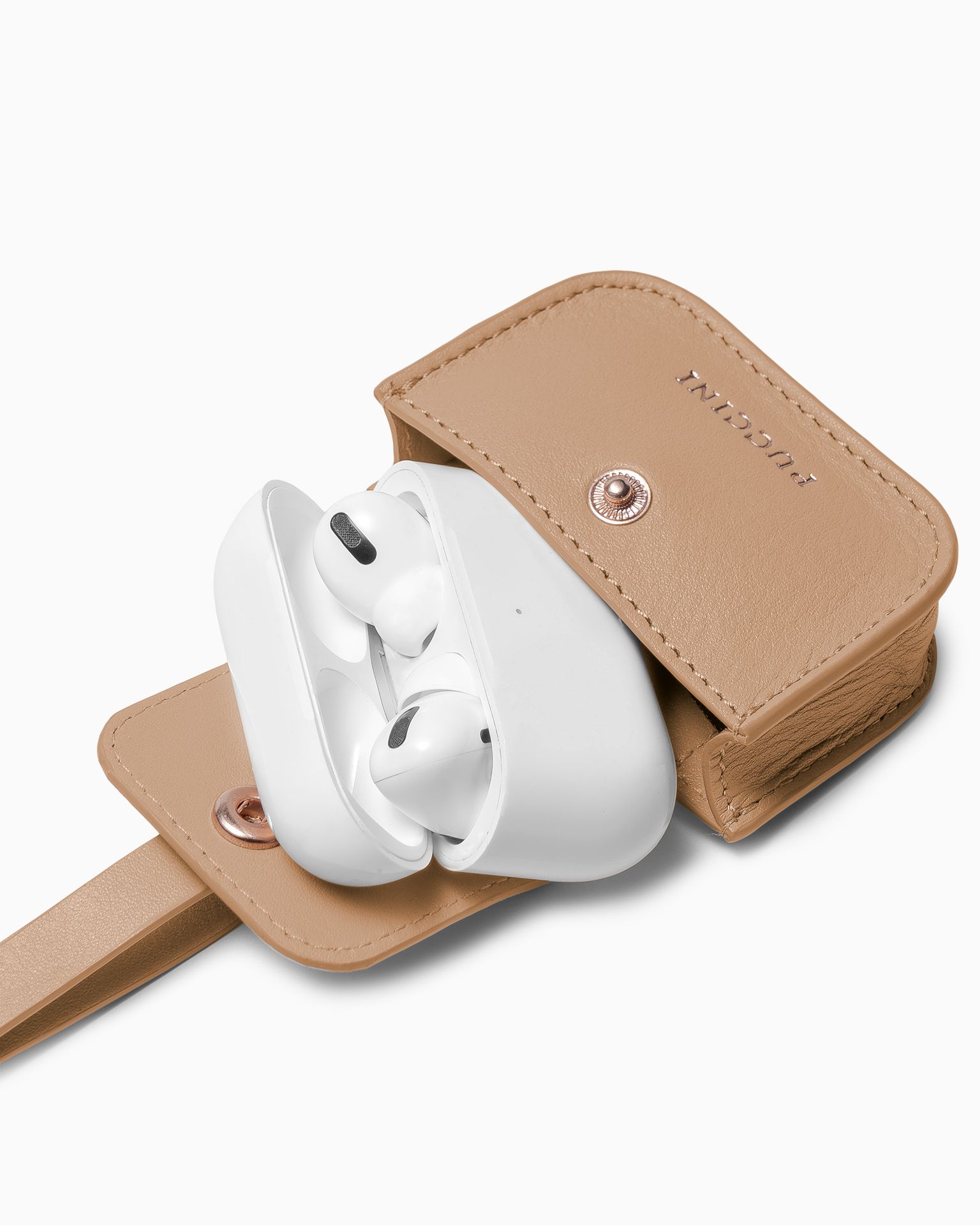 Etui na słuchawki skórzane brązowe