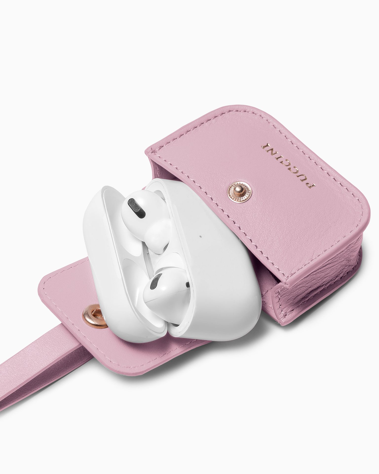 Etui na słuchawki skórzane różowe