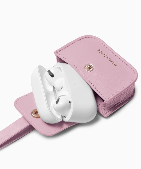 Etui na słuchawki skórzane różowe