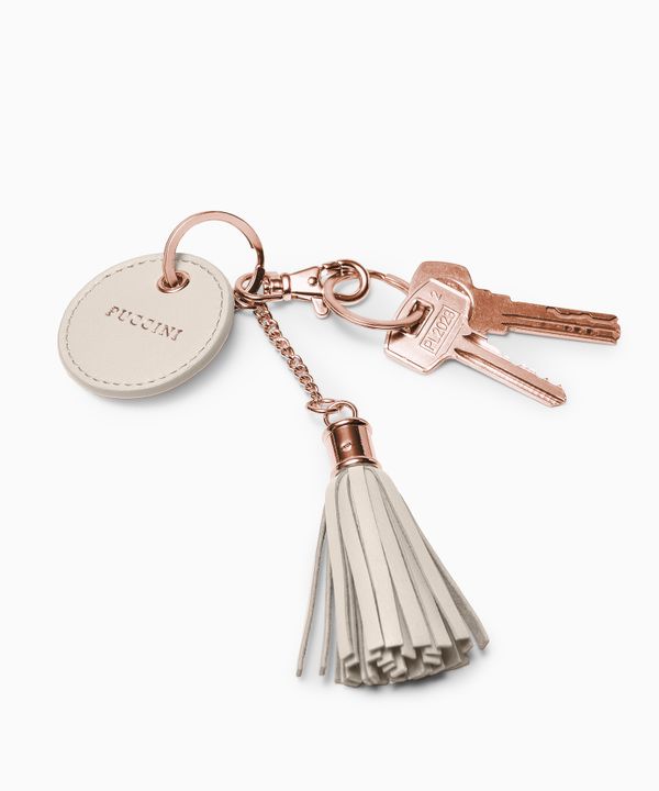 Brelok do kluczy ze skóry naturalnej beżowy