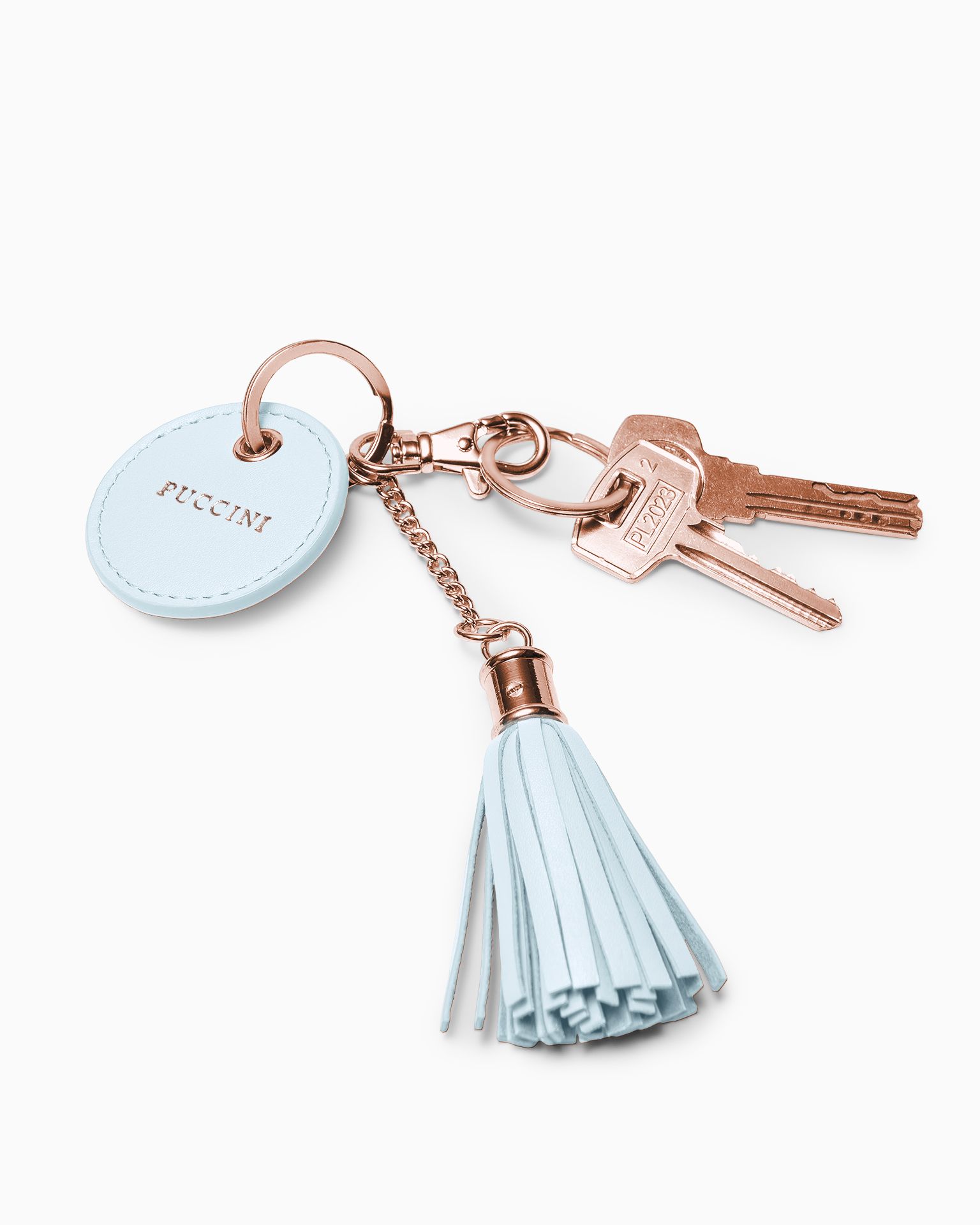 Brelok do kluczy ze skóry naturalnej niebieski